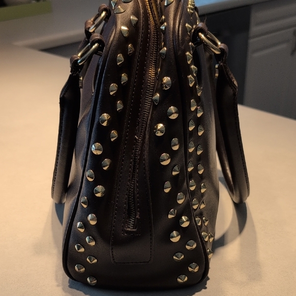 Steve Madden Dark Brown Satchel with Gold Studs - Picture 2 of 11